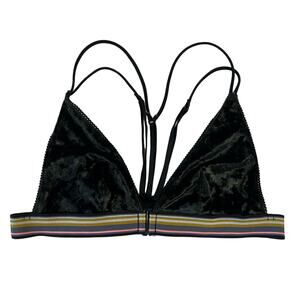 Victoria's Secret Women's Small Black Velour Bralette Front Closure Bra